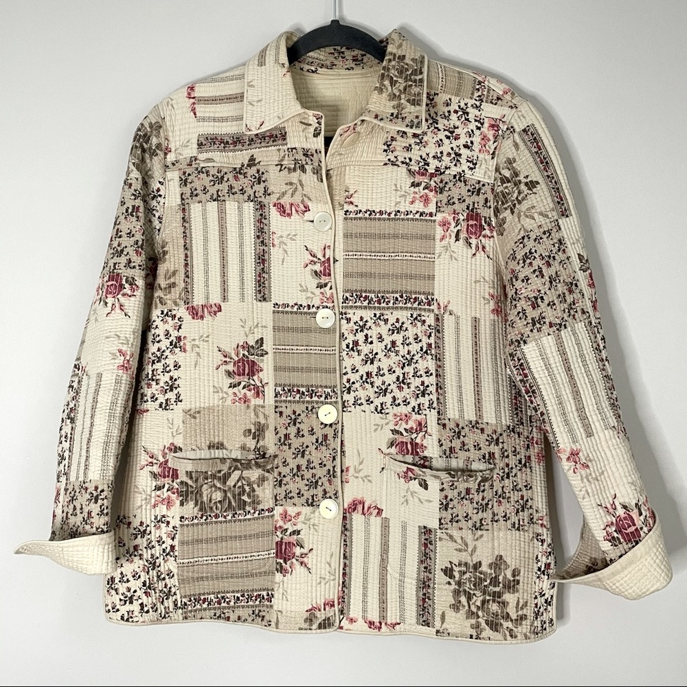 Vintage Floral Quilted Patchwork Jacket Shacket S